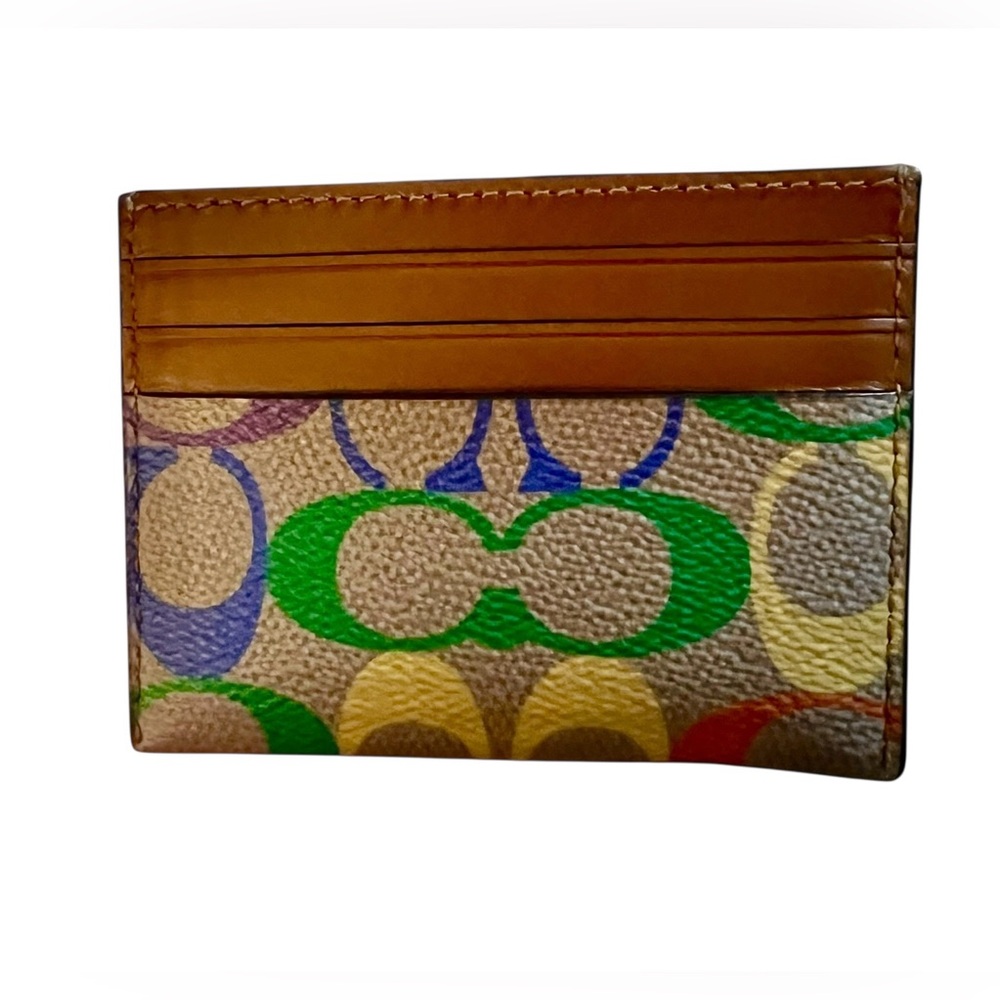 Coach Academy Backpack w/Matching Slim Card Case, In Rainbow Signature Canvas - Picture 12 of 16
